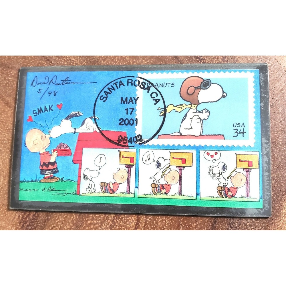Rarest Peanuts magnet #5/48‎ First Day issue stamp postmarked on magnet & signed